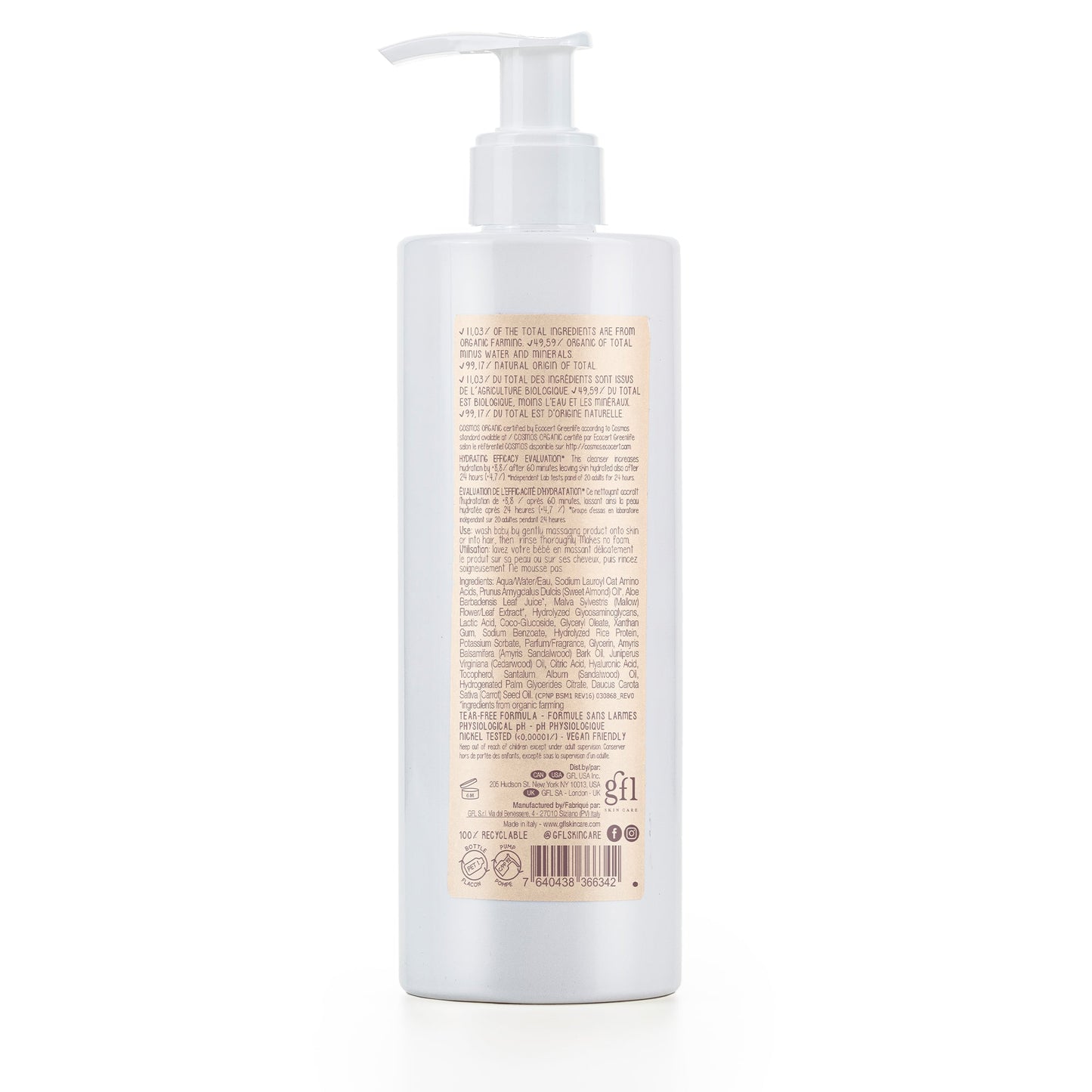 Dadaumpa 0months+ Wash And Shampoo Organic Certified (380 ml) in a pump dispenser
