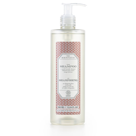 The Rerum Natura Shampoo Organic Certified (380 ml) in a pump dispenser